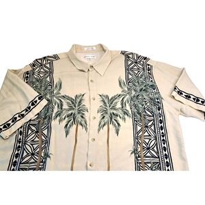 Pierre Cardin Mens XXL Hawaiian Shirt Tropical Palm Trees Vacation Resortwear